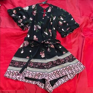 Trixxi Black and Red Floral Dress
